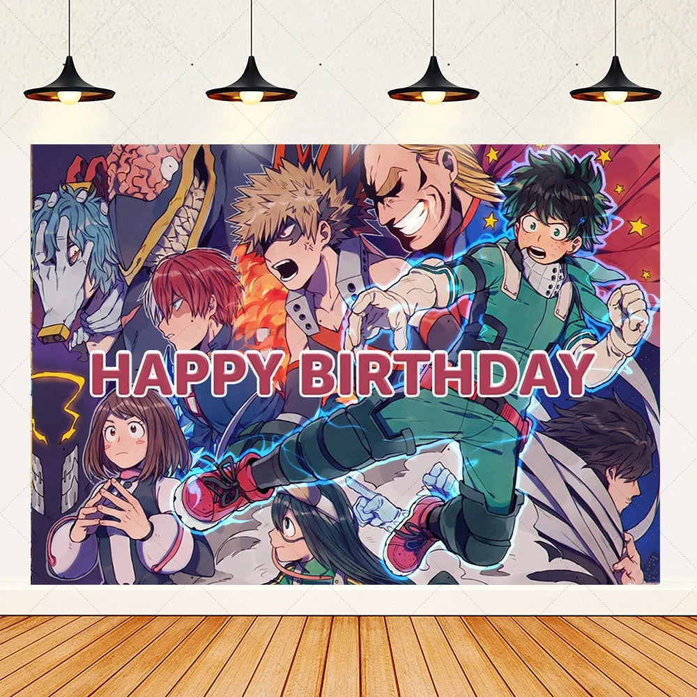 Hot Anime My Hero Academia Theme Kids Birthday Party Digital Balloon Banner Cake Topper Background Decoration Supplies