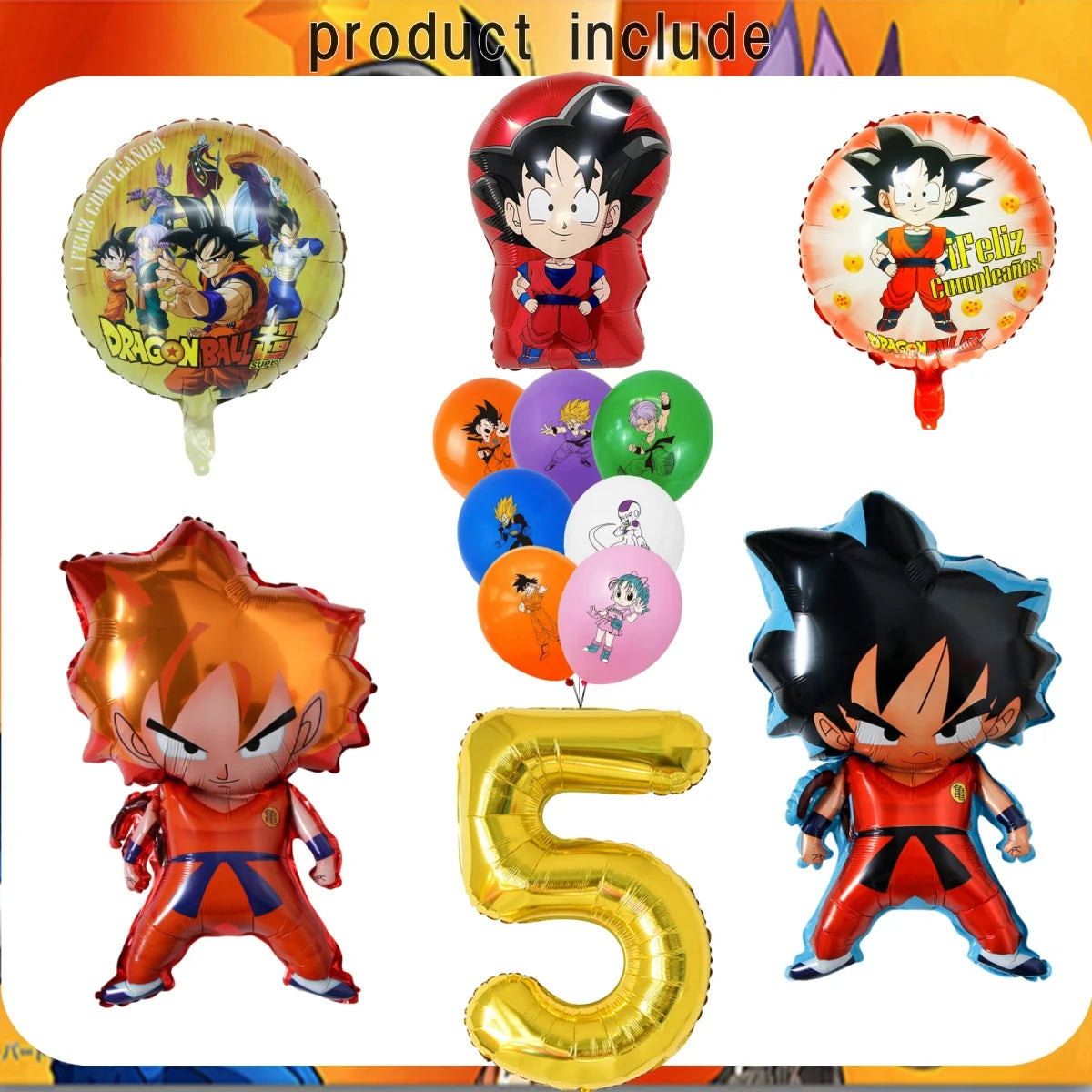 Dragon Ball Super Birthday Party Supplies - Goku Anime Theme Decorations - Disposable Tableware Set Includes Tablecloth, Plates, Cups, Balloons