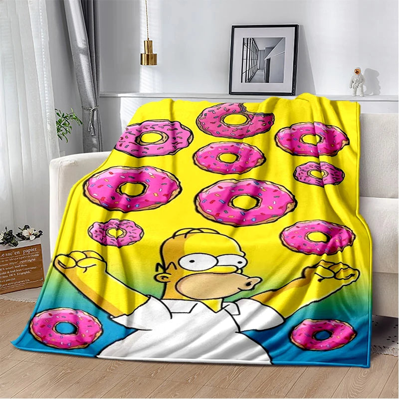 2025 New The Simpsons Cartoon Flannel Blanket - Soft, Comfortable Throw for Beds, Sofas, and Home - Perfect for Kids and Bedrooms