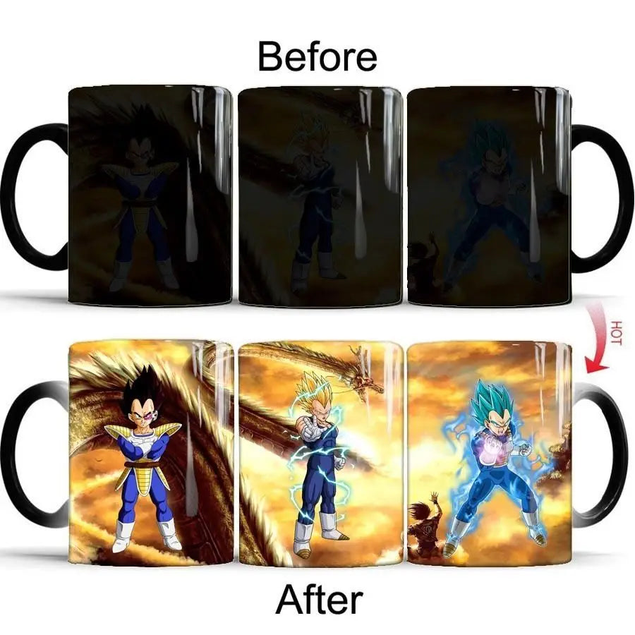 Dragon Ball Z Super GT Heat-Sensitive Color Changing Mug - Goku Cartoon Ceramic Coffee Cup - Creative Birthday Gift for Anime Fans