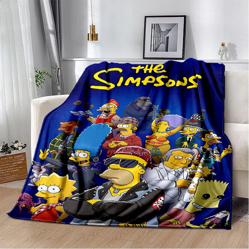 2025 New The Simpsons Cartoon Flannel Blanket - Soft, Comfortable Throw for Beds, Sofas, and Home - Perfect for Kids and Bedrooms