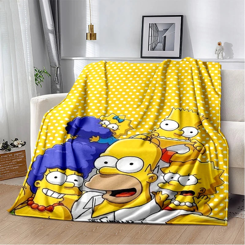 2025 New The Simpsons Cartoon Flannel Blanket - Soft, Comfortable Throw for Beds, Sofas, and Home - Perfect for Kids and Bedrooms