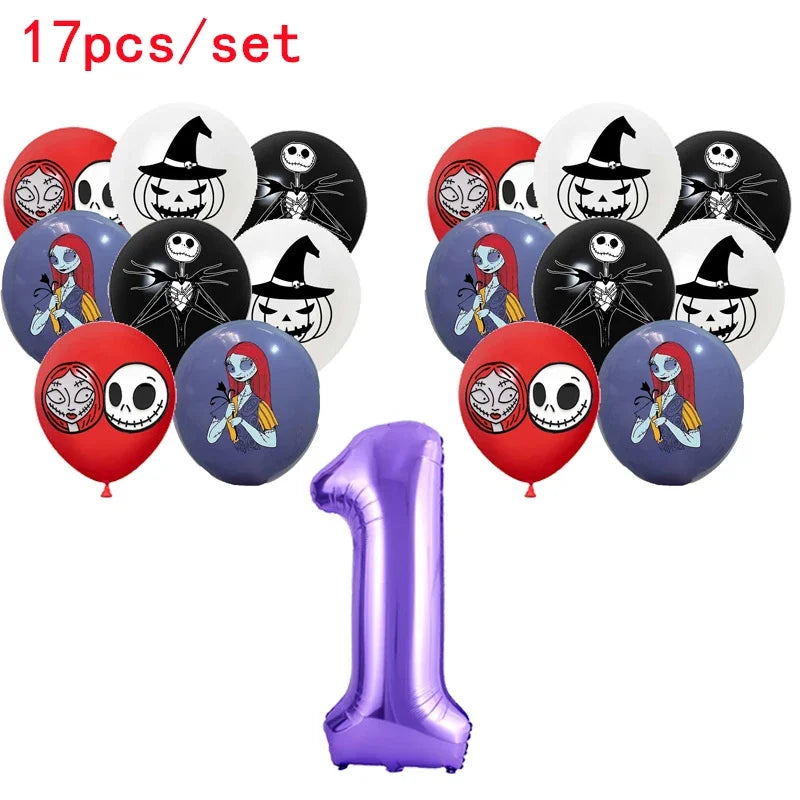 The Nightmare Before Christmas Party Supplies - Jack Skellington Theme Birthday Decorations - Includes Balloons, Banner, Tableware & Halloween Toys