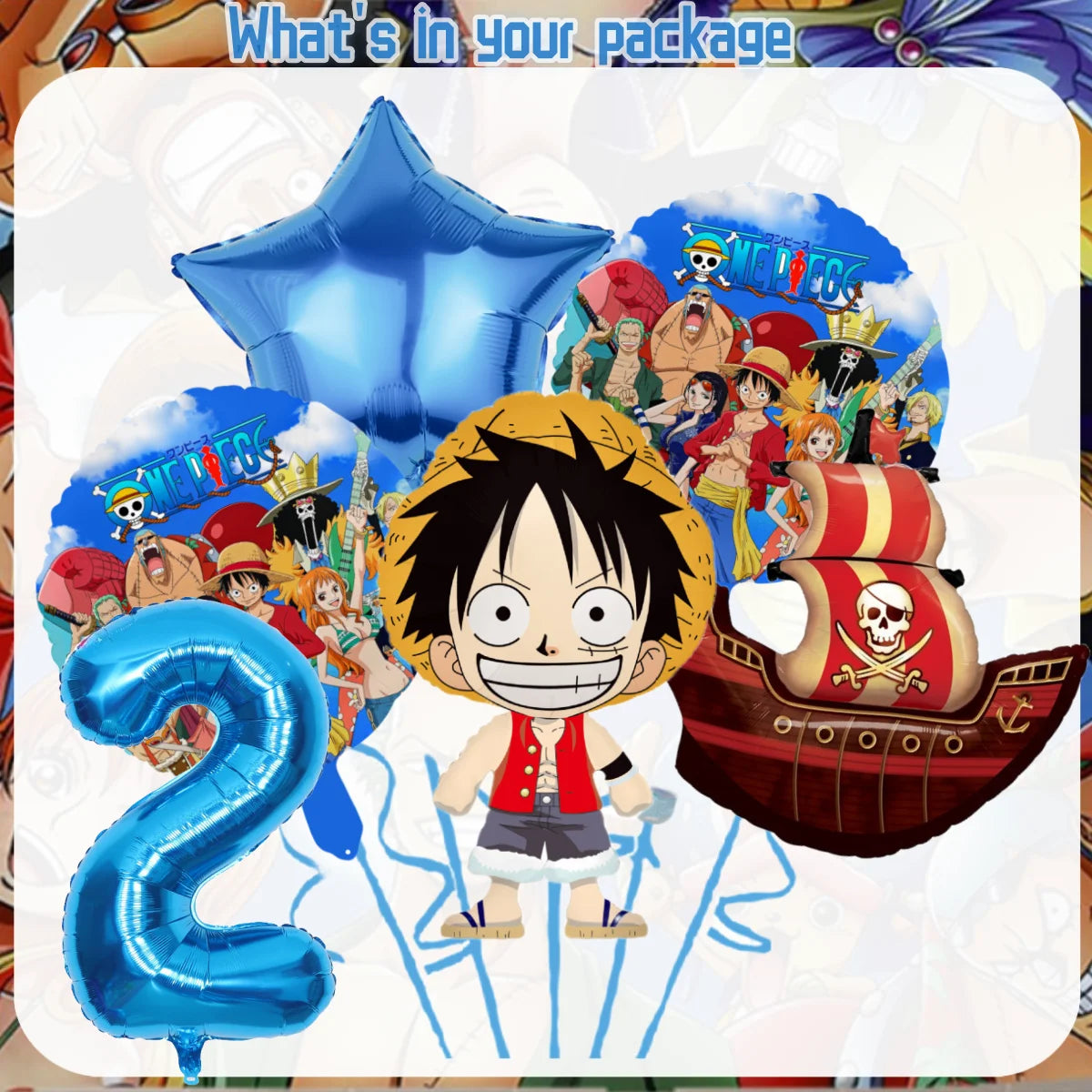 One Piece Birthday Party Supplies - Luffy & Zoro Themed Decorations - Complete Disposable Tableware Set with Tablecloth, Cups, Plates, Balloons