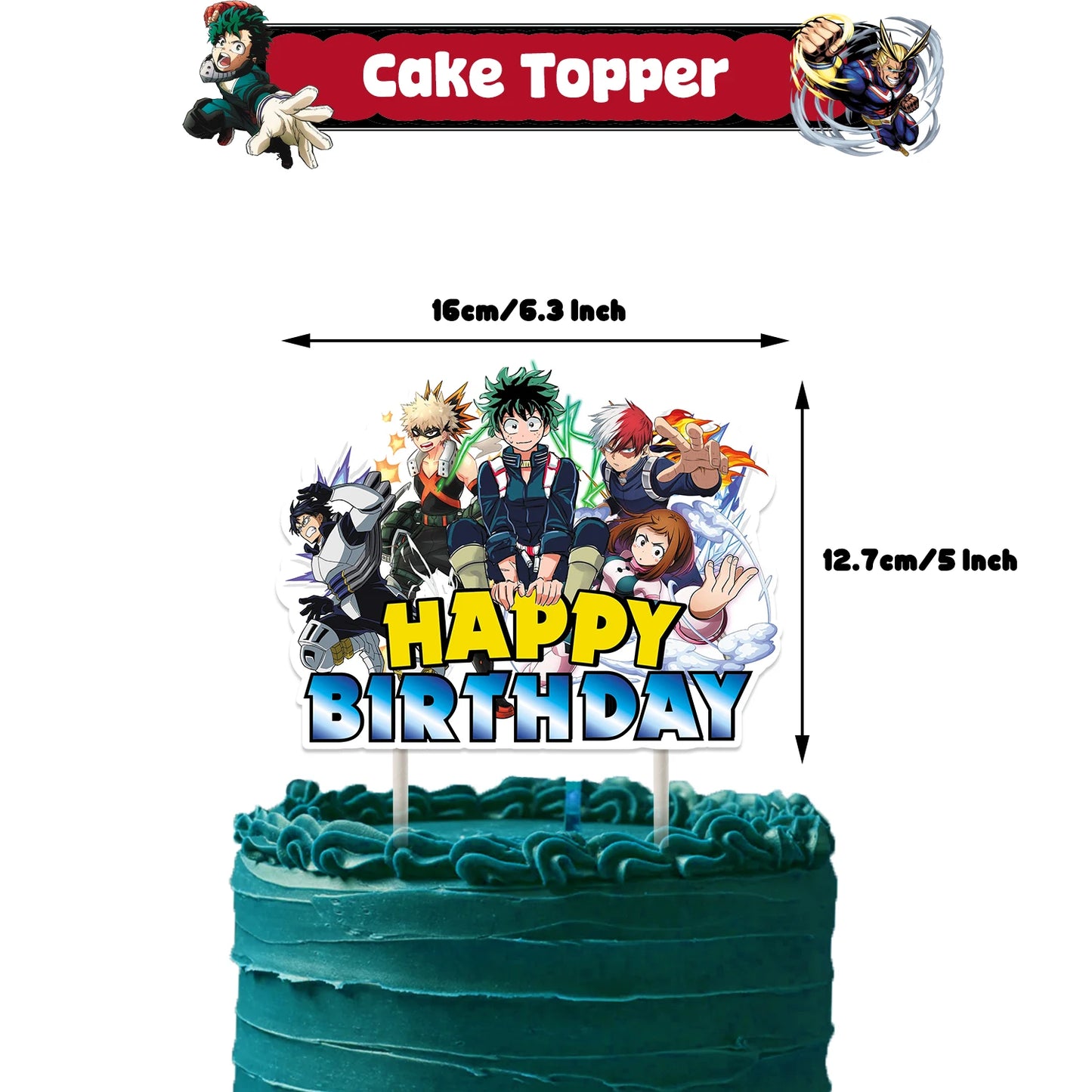 Hot Anime My Hero Academia Theme Kids Birthday Party Digital Balloon Banner Cake Topper Background Decoration Supplies