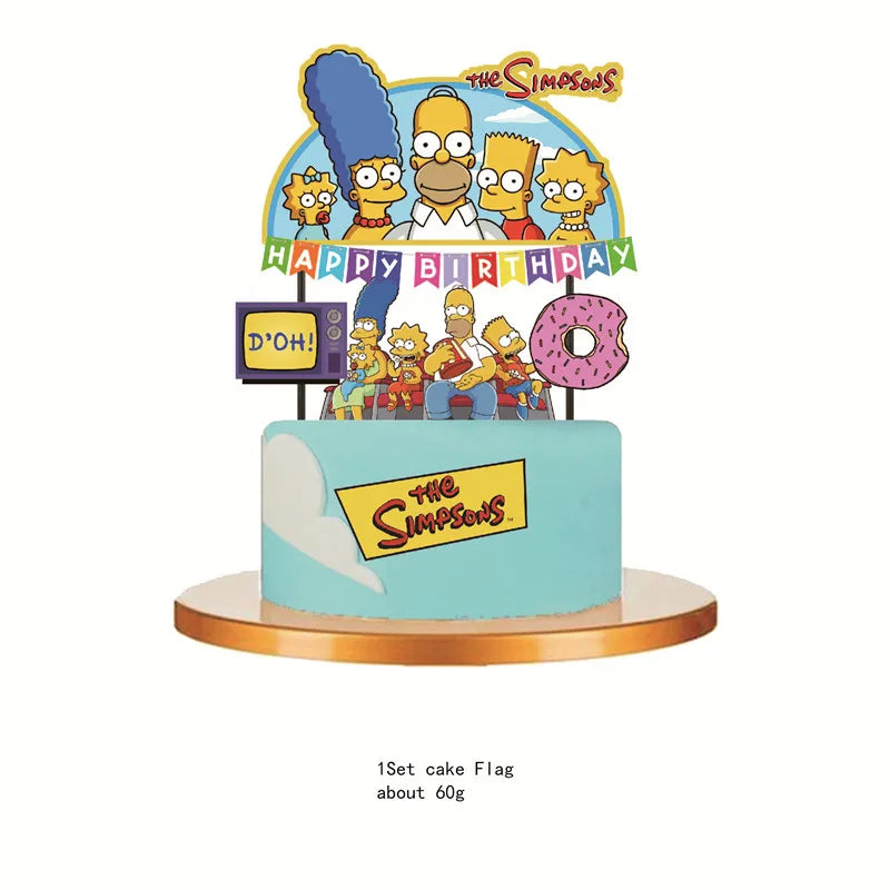 The Simpsons Party Supplies Set for Kids - Birthday Decorations with Disposable Tableware, Tablecloth, Cups, Plates