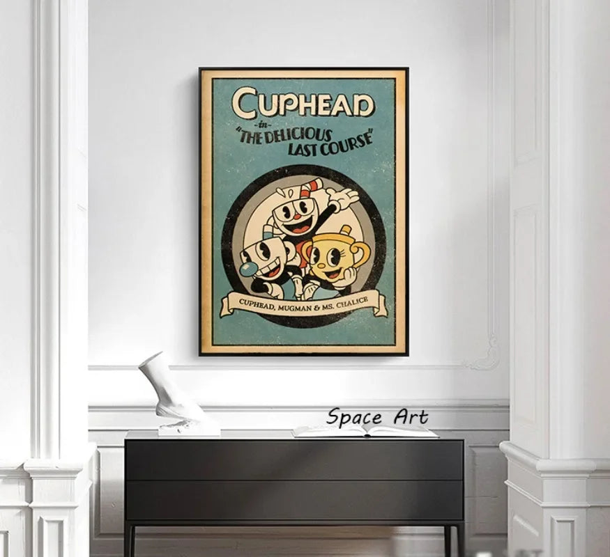 Classic Cuphead Game Characters Wall Art - Retro Anime Cartoon HD Canvas Print - Ideal for Home Living Room & Bedroom Decor