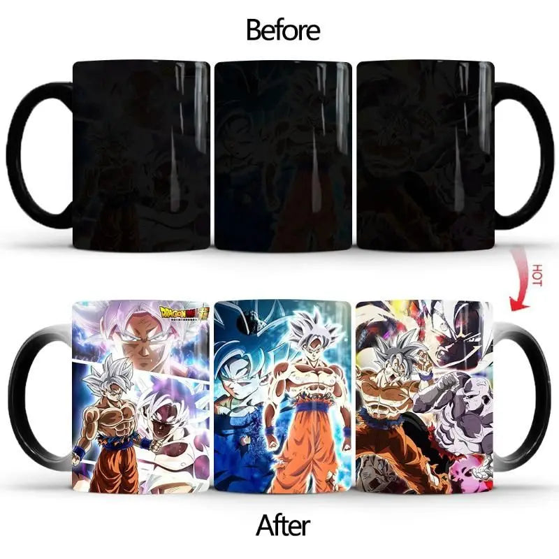 Dragon Ball Z Super GT Heat-Sensitive Color Changing Mug - Goku Cartoon Ceramic Coffee Cup - Creative Birthday Gift for Anime Fans