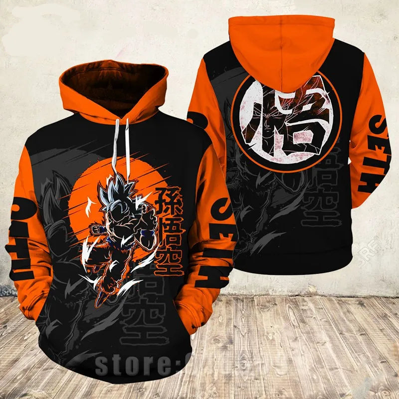 Autumn New Dragon Ball Goku 3D Printed Sweater - Loose, Comfortable Hooded Pullover - Available in Large Sizes