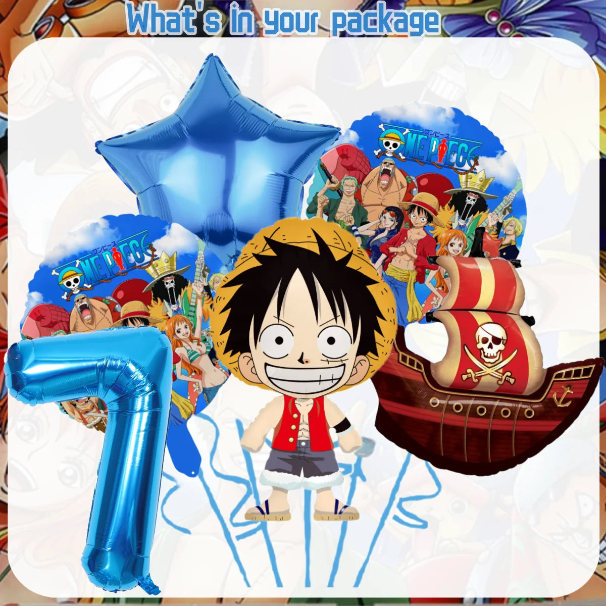 One Piece Birthday Party Supplies - Luffy & Zoro Themed Decorations - Complete Disposable Tableware Set with Tablecloth, Cups, Plates, Balloons