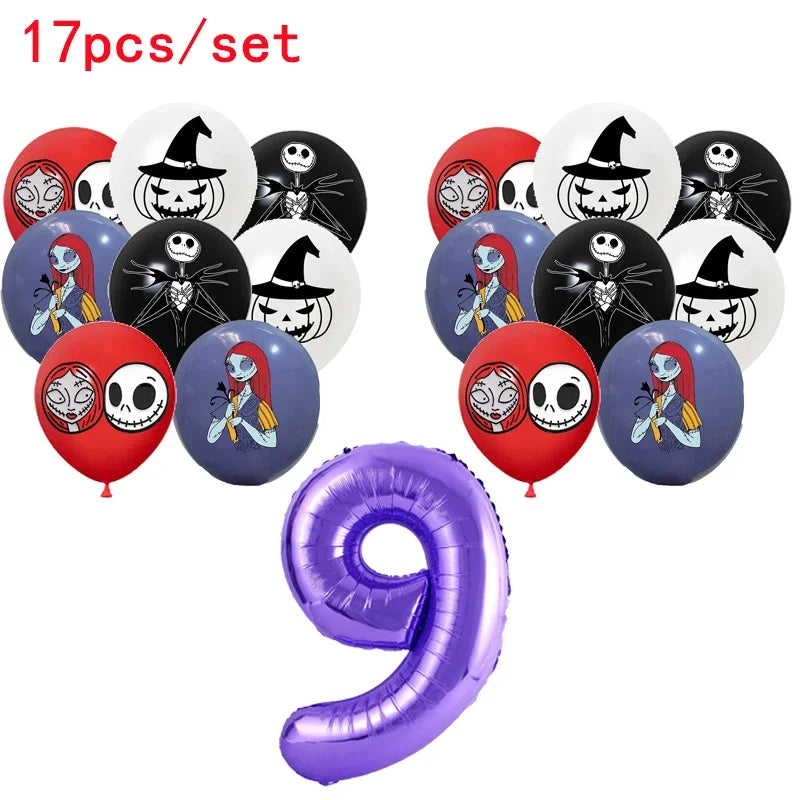 The Nightmare Before Christmas Party Supplies - Jack Skellington Theme Birthday Decorations - Includes Balloons, Banner, Tableware & Halloween Toys