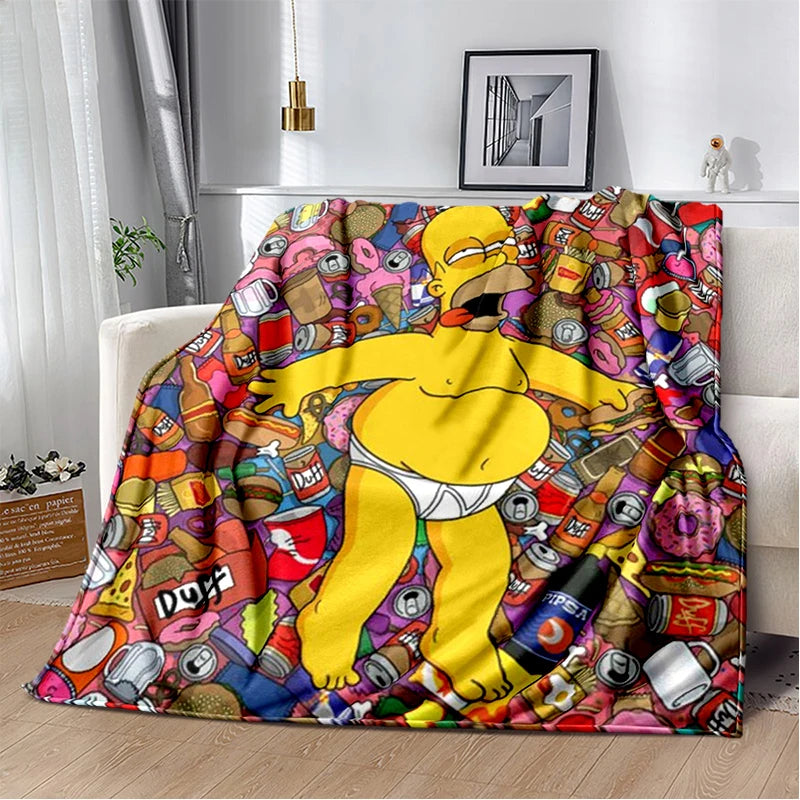 2025 New The Simpsons Cartoon Flannel Blanket - Soft, Comfortable Throw for Beds, Sofas, and Home - Perfect for Kids and Bedrooms