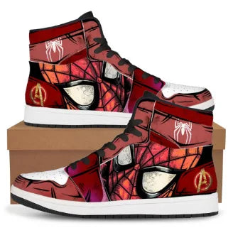 New Marvel High-Top Sneakers - Casual & Basketball Shoes for Men - Comfortable Flat Design with Vibrant Cartoon Printing - Perfect Birthday Gift