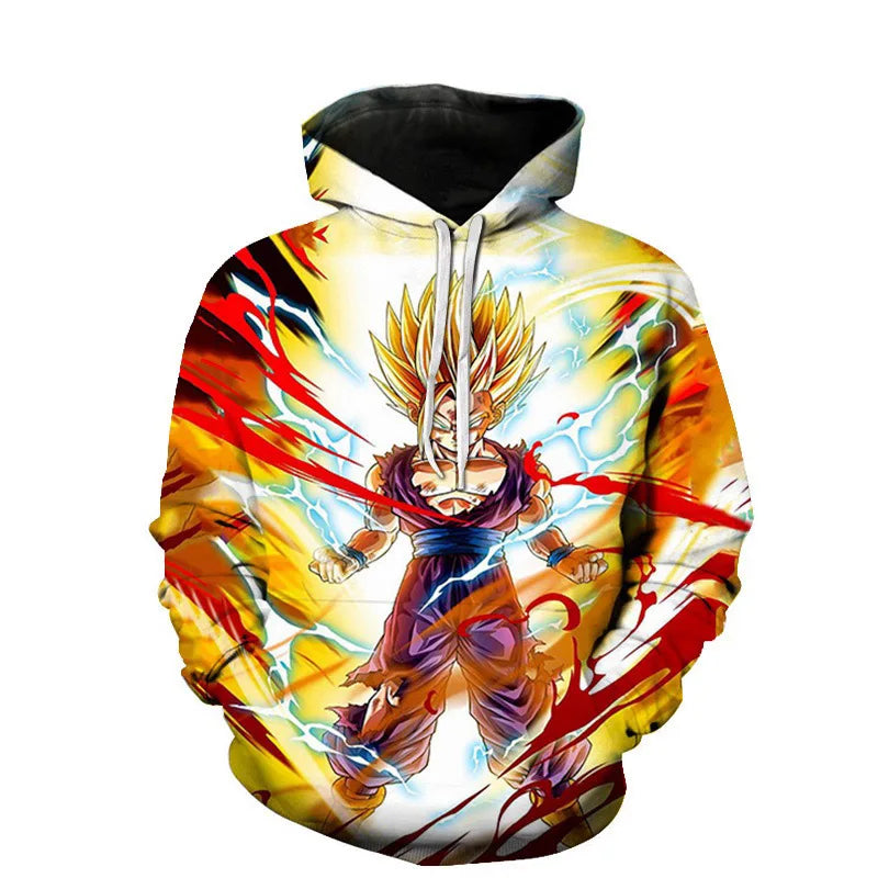 Autumn New Dragon Ball Goku 3D Printed Sweater - Loose, Comfortable Hooded Pullover - Available in Large Sizes