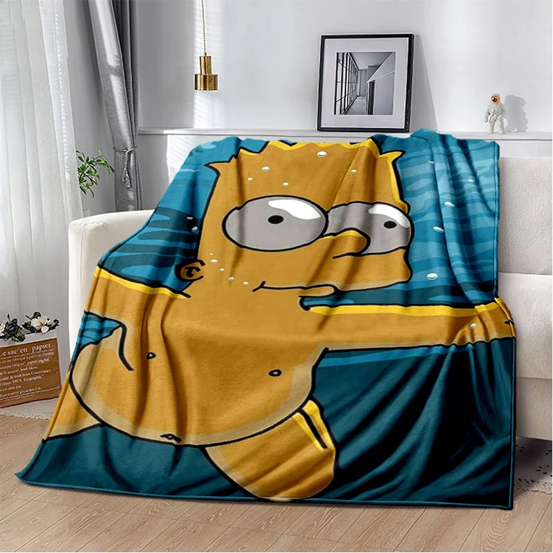 2025 New The Simpsons Cartoon Flannel Blanket - Soft, Comfortable Throw for Beds, Sofas, and Home - Perfect for Kids and Bedrooms