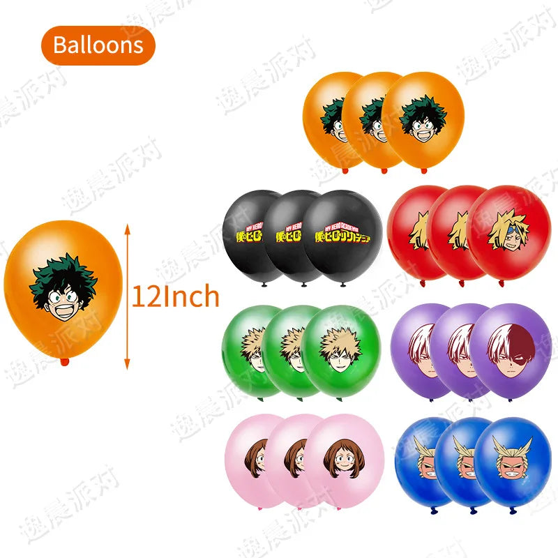 My Hero Academia Party Supplies Set - Includes Balloons, Flags, Cake Toppers - Birthday & Baby Shower Decorations - Kid-Friendly Anime Air Globos