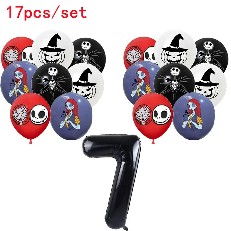 The Nightmare Before Christmas Party Supplies - Jack Skellington Theme Birthday Decorations - Includes Balloons, Banner, Tableware & Halloween Toys