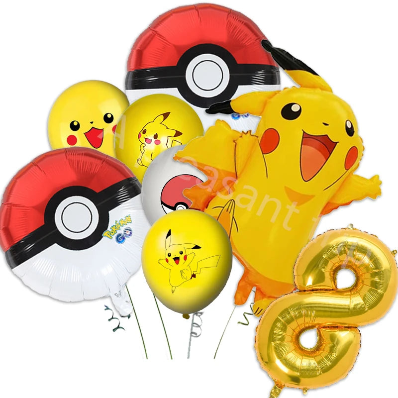 Pink Pikachu Pokemon Party Kit - Birthday & Baby Shower Decorations with Balloons, Stickers, Tablecloth, Cups, Plates - Complete Supplies Set