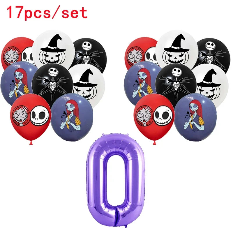 The Nightmare Before Christmas Party Supplies - Jack Skellington Theme Birthday Decorations - Includes Balloons, Banner, Tableware & Halloween Toys