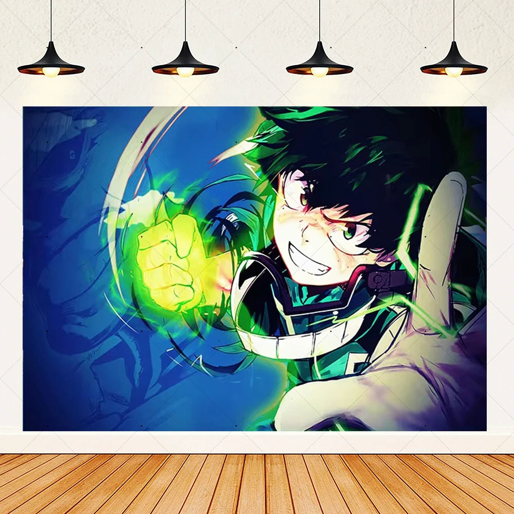 Hot Anime My Hero Academia Theme Kids Birthday Party Digital Balloon Banner Cake Topper Background Decoration Supplies