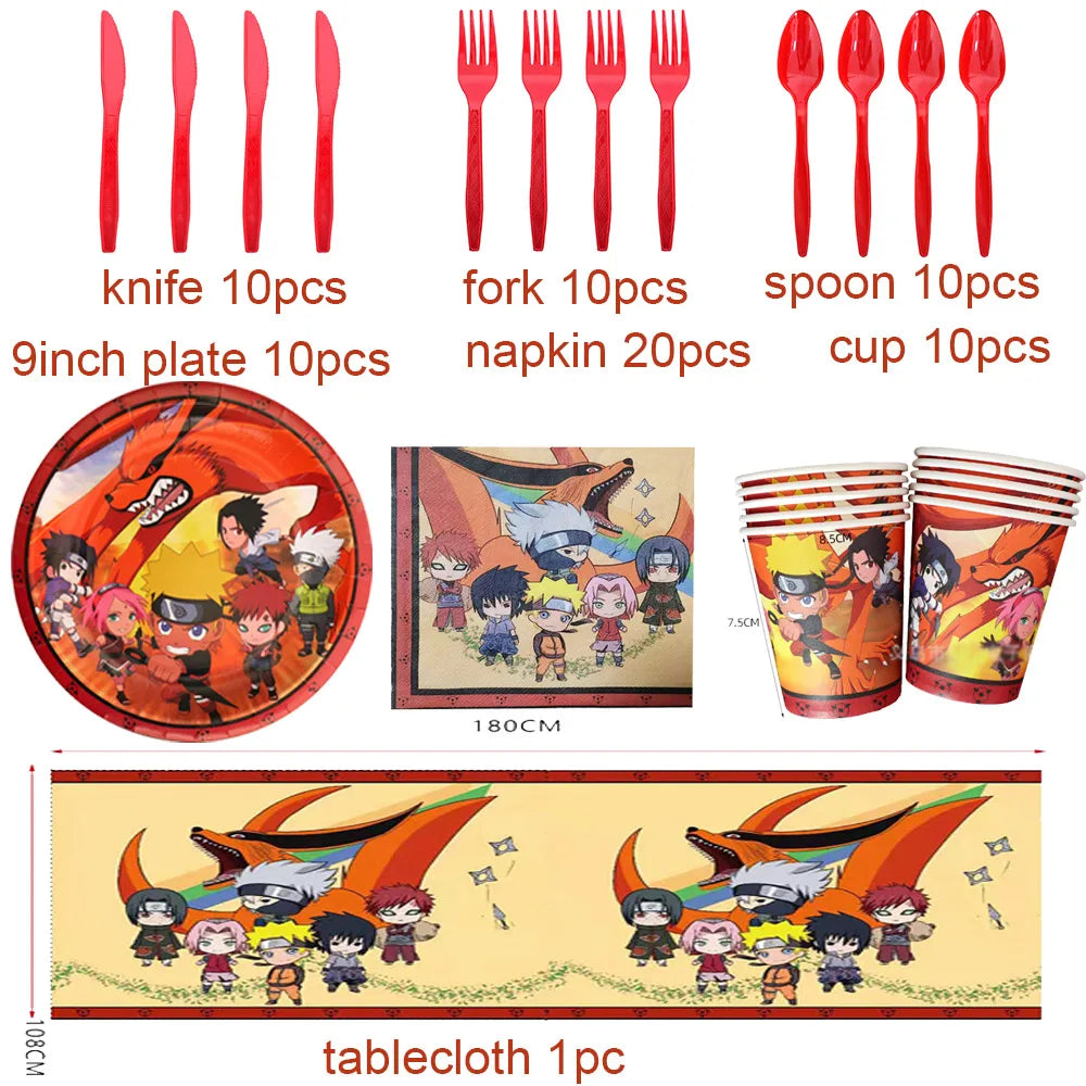 Naruto-Themed Birthday Party Kit - Custom Disposable Tableware, Banner & Studio Props - Perfect for Anime-Themed Celebrations & Baby Showers