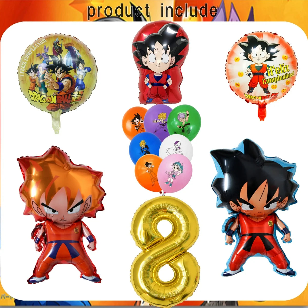 Dragon Ball Super Birthday Party Supplies - Goku Anime Theme Decorations - Disposable Tableware Set Includes Tablecloth, Plates, Cups, Balloons