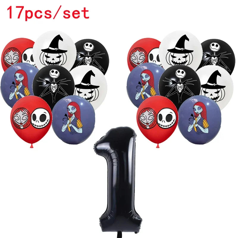 The Nightmare Before Christmas Party Supplies - Jack Skellington Theme Birthday Decorations - Includes Balloons, Banner, Tableware & Halloween Toys