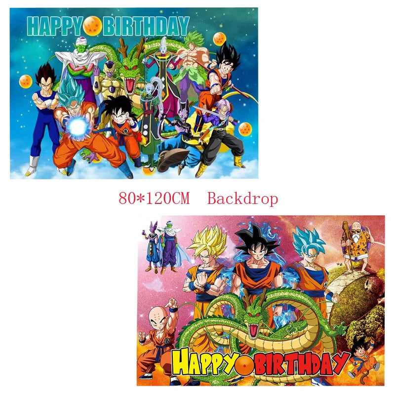 Anime Dragon Ball Birthday Party Decor Set - Includes Latex & Dragon Foil Balloons, Photo Backdrop Banner, Cake Topper - Perfect for Baby Showers & Celebrations